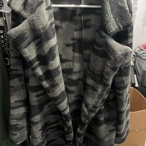 SHEIN Gray and Black Teddy Jacket Urban Style